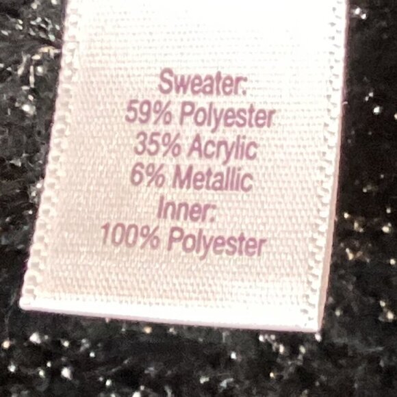 JLO/Jennifer Lopez Black Silver Sequin Shimmer Sweater Chiffon Tank Lined L 301N - Picture 8 of 8